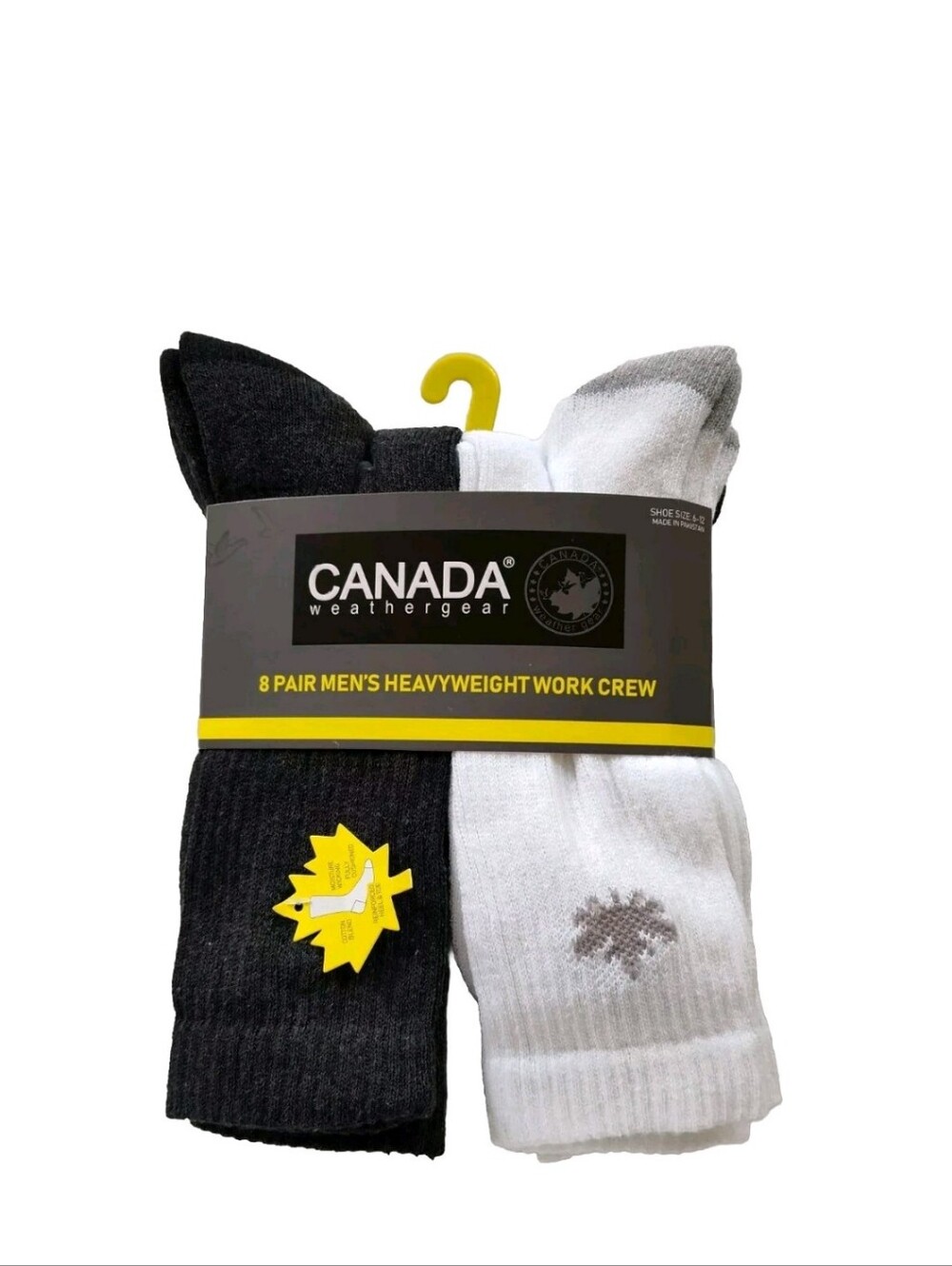 Canada Weathergear Mens Socks Heavyweight Work Crew 8 pr Shoe Sz 6-12 Cushioned